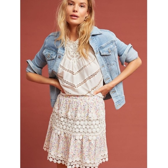 Anthropologie Dresses & Skirts - Anthropologie Ranna Gill Margo Floral Lace Crochet Skirt size Small